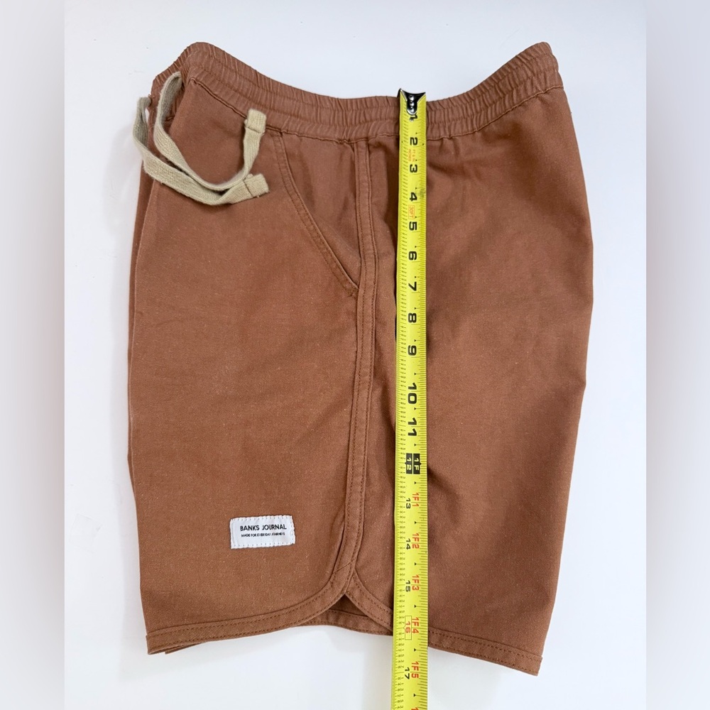 BANKS JOURNAL HUCKBERRY 16” Walkway Shorts Men 32x6” Linen Cotton Elastic Waist - Picture 12 of 12